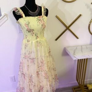 Floral Smocked Dress with Ruffle Straps
